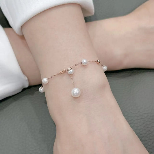 Caressa Natural Freshwater Pearl 18K Gold Bracelet 4-6mm