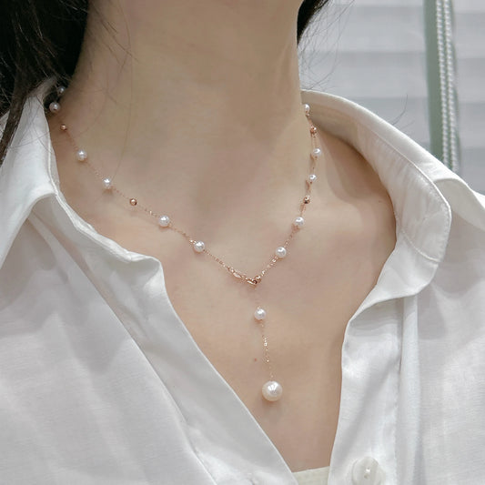 Caressa Natural Freshwater Pearl 18K Gold Necklace 42cm White