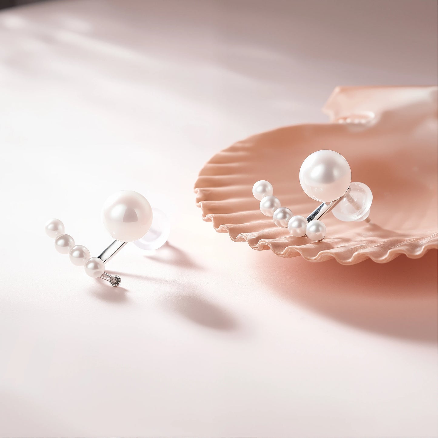 Natural Freshwater Pearl Stud Earrings S925 Silver Minimalist White