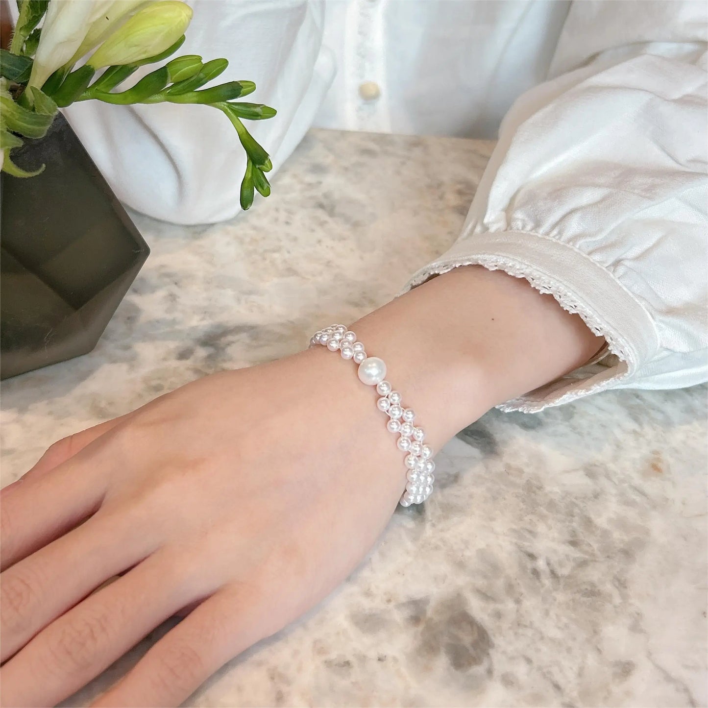 Hand-Woven Natural Freshwater Pearl Bracelet White 4-10mm