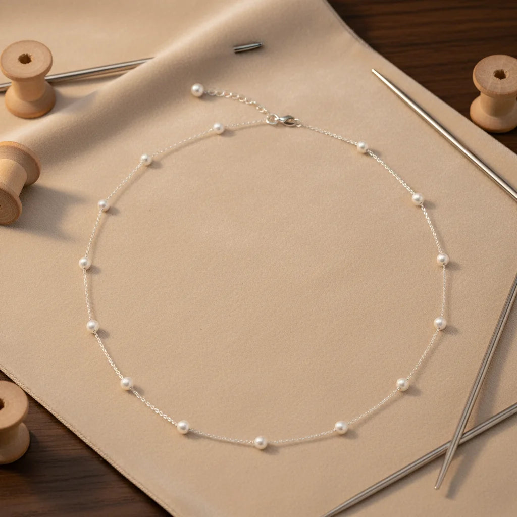 Natural Freshwater Pearl Necklace S925 Sterling Silver Minimalist White 4-5mm