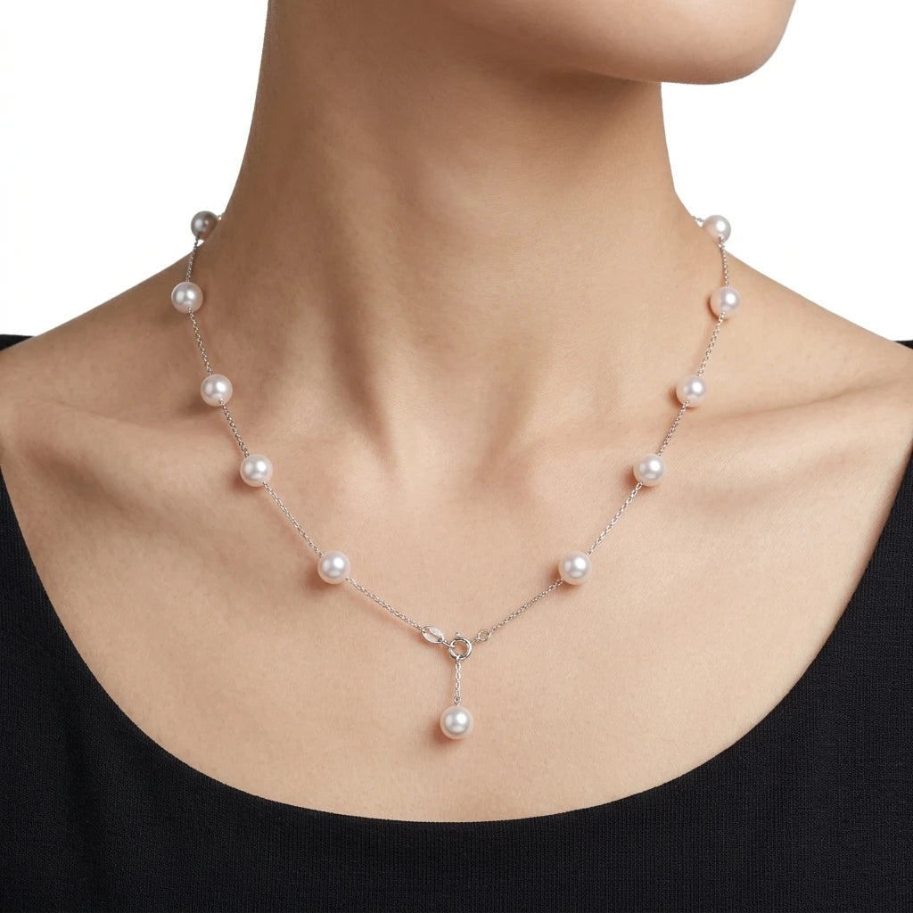 Natural Freshwater Pearl Necklace S925 Silver White 6-6.5mm