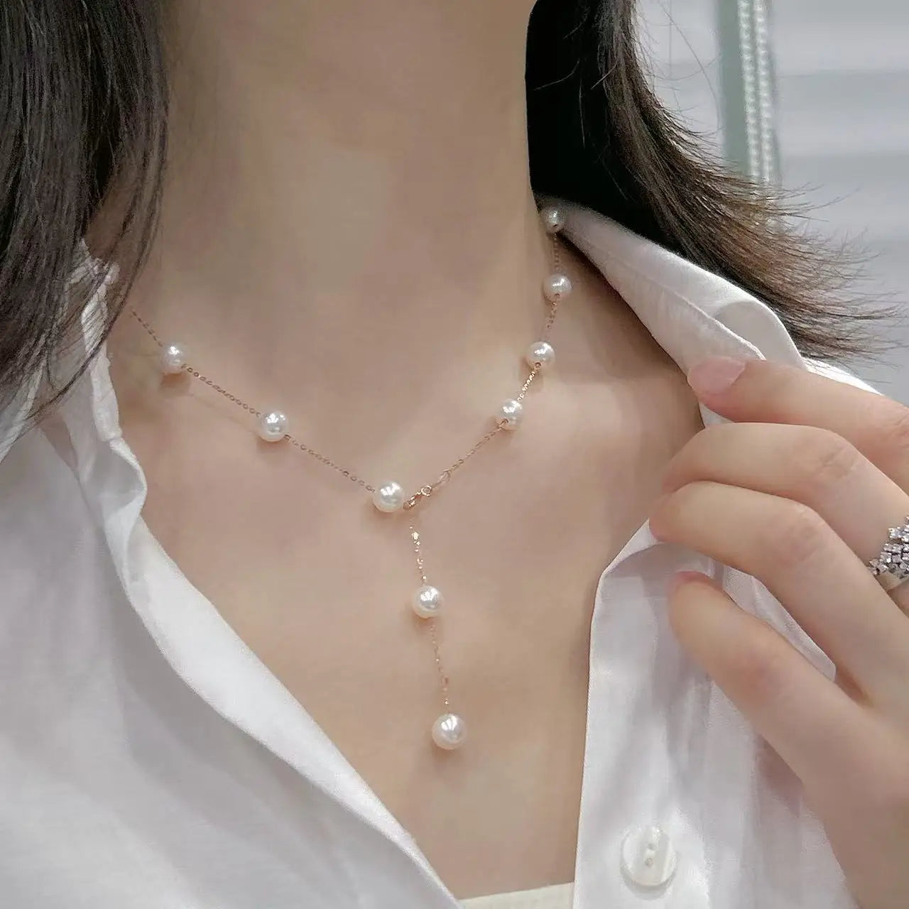 Caressa Natural Freshwater Pearl 18K Gold Star Necklace
