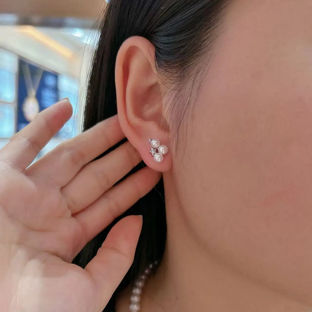 Minimalist S925 Silver Natural Freshwater Pearl Stud Earrings