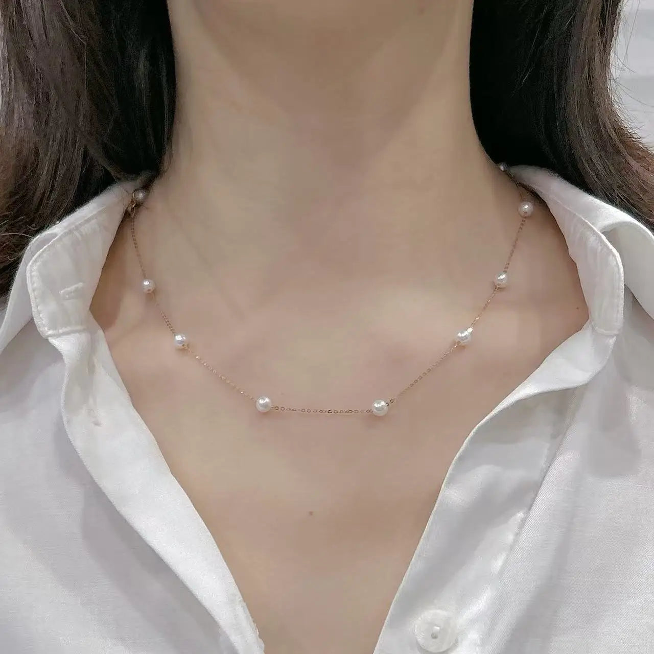 Caressa Freshwater Pearl 18K Gold Star Necklace 42cm