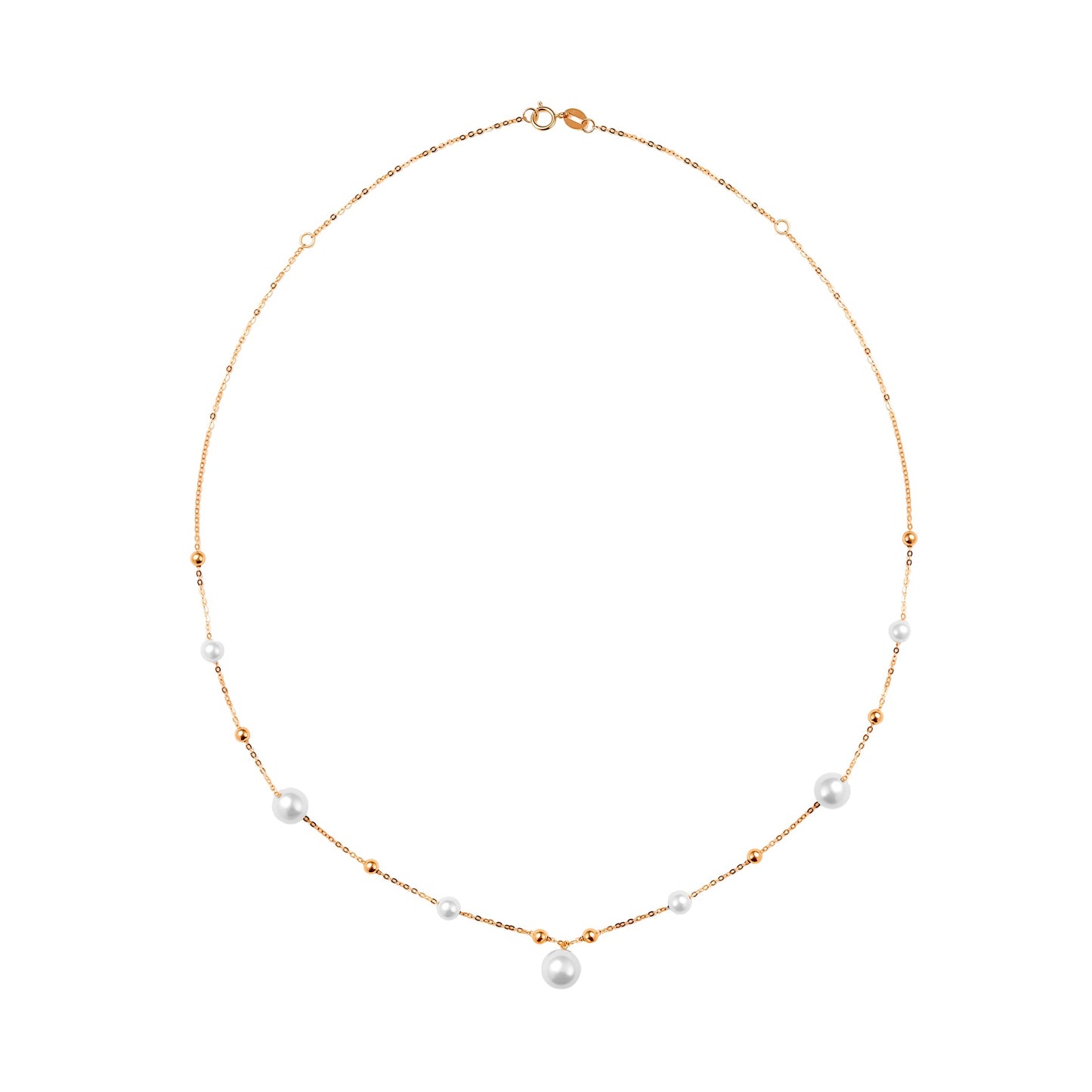 PHUQUY Freshwater Pearl 18K Gold Necklace Minimalist 42cm White