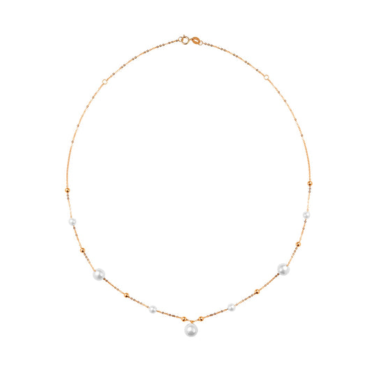 PHUQUY Freshwater Pearl 18K Gold Necklace Minimalist 42cm White