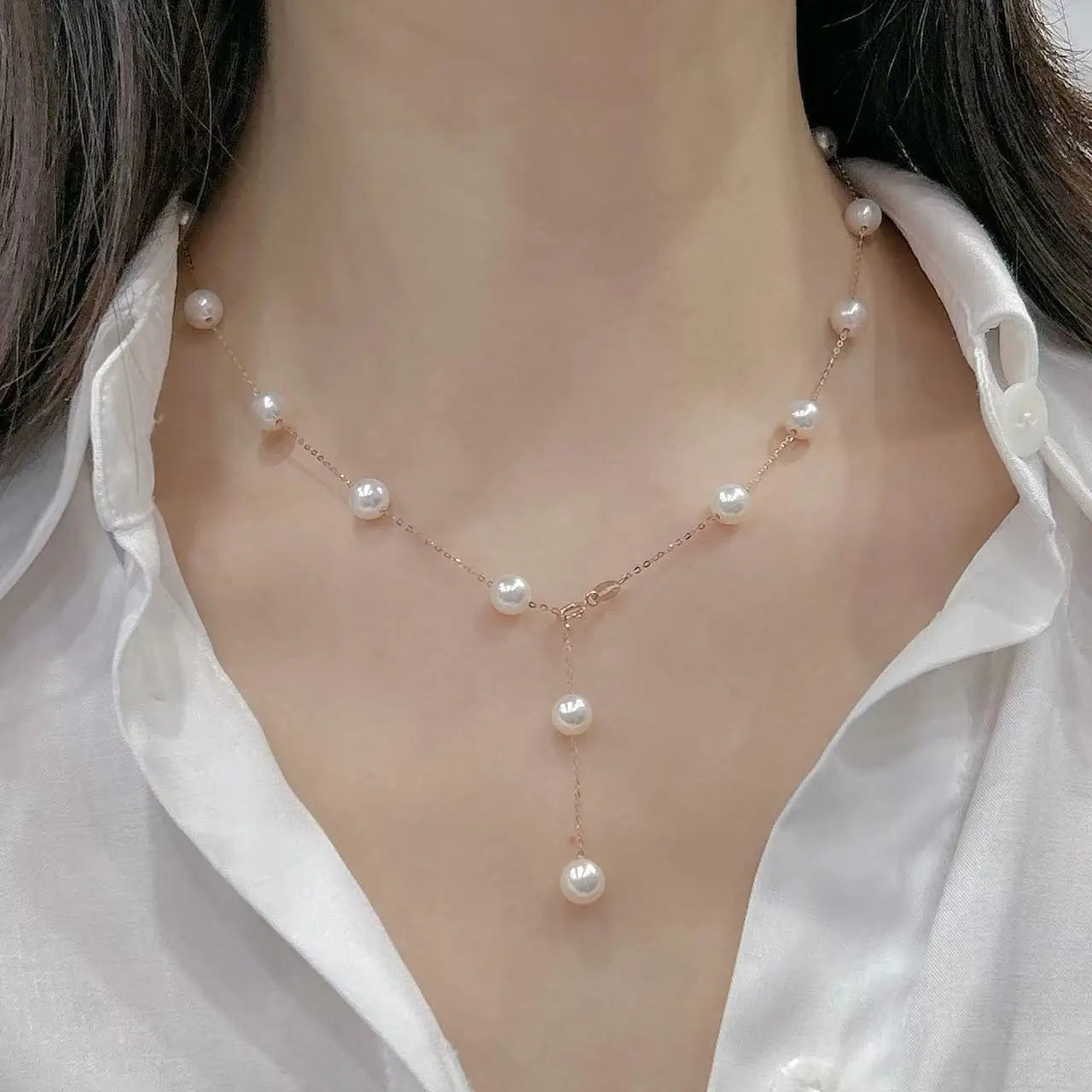 Caressa Natural Freshwater Pearl 18K Gold Star Necklace