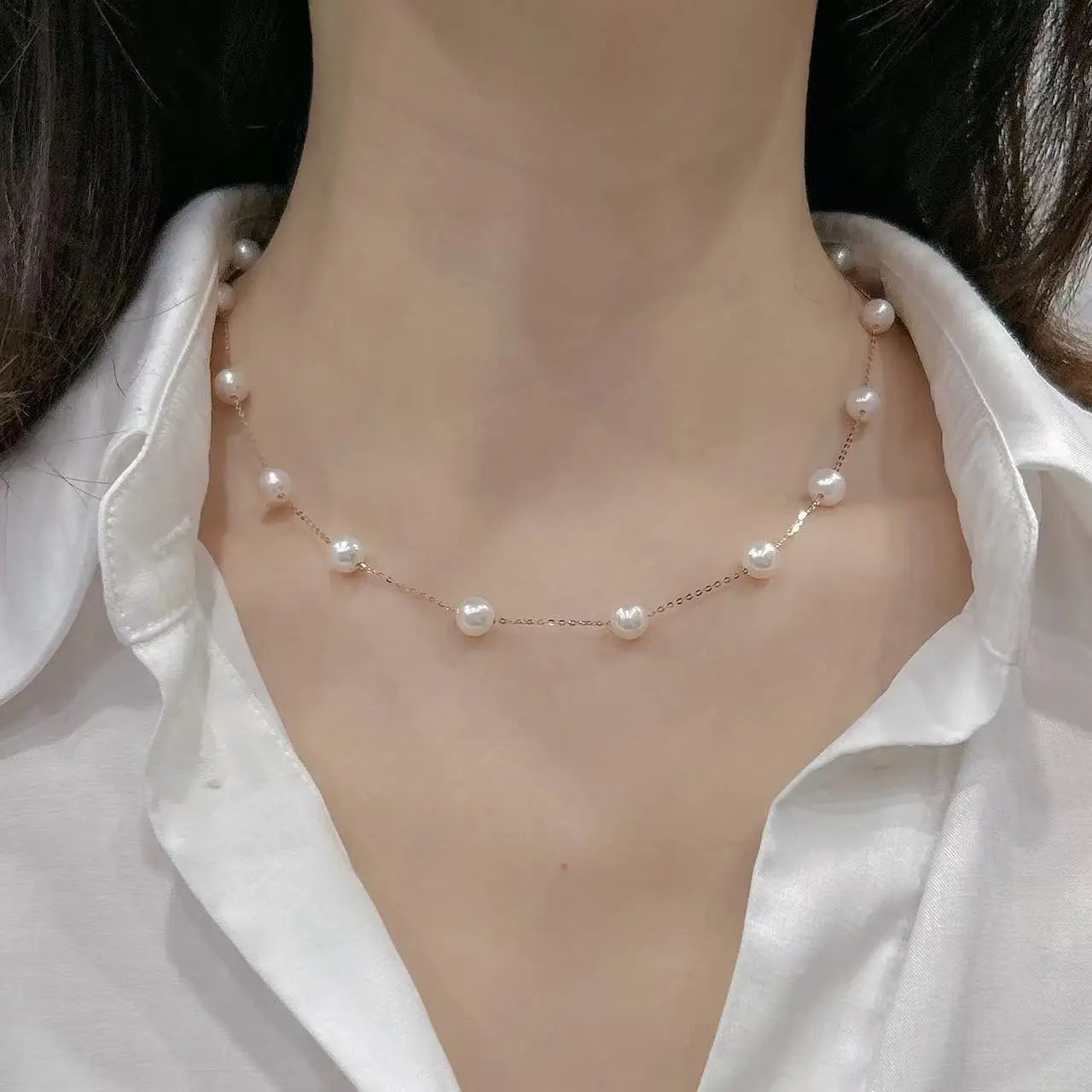 Caressa Natural Freshwater Pearl 18K Gold Star Necklace