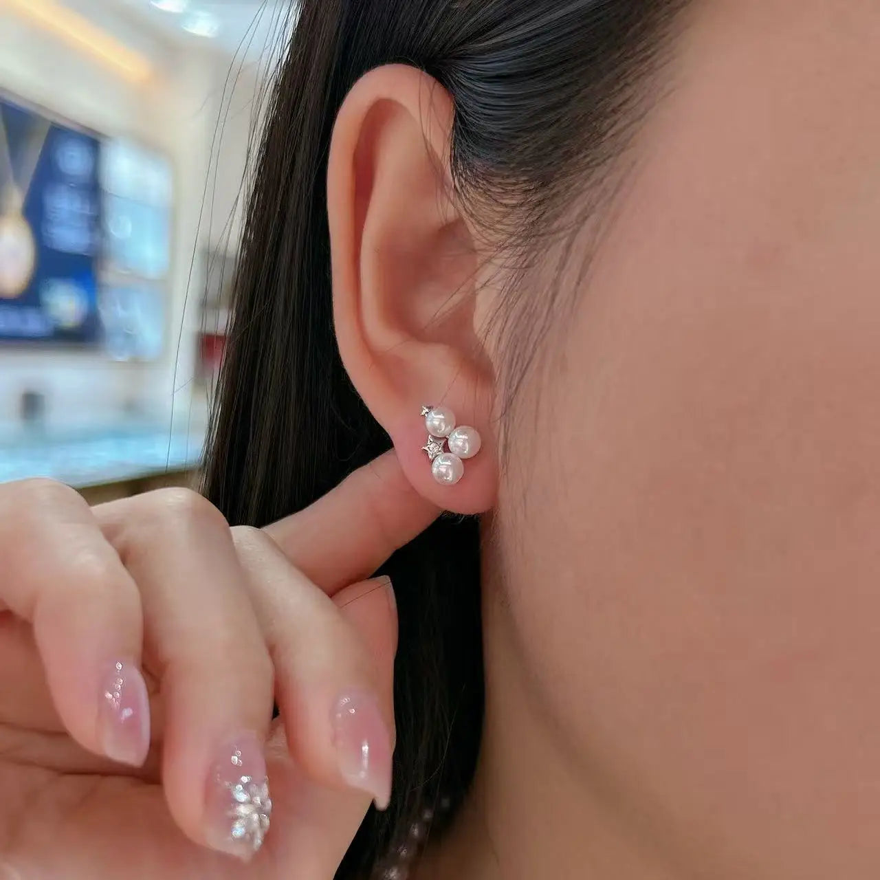Minimalist S925 Silver Natural Freshwater Pearl Stud Earrings