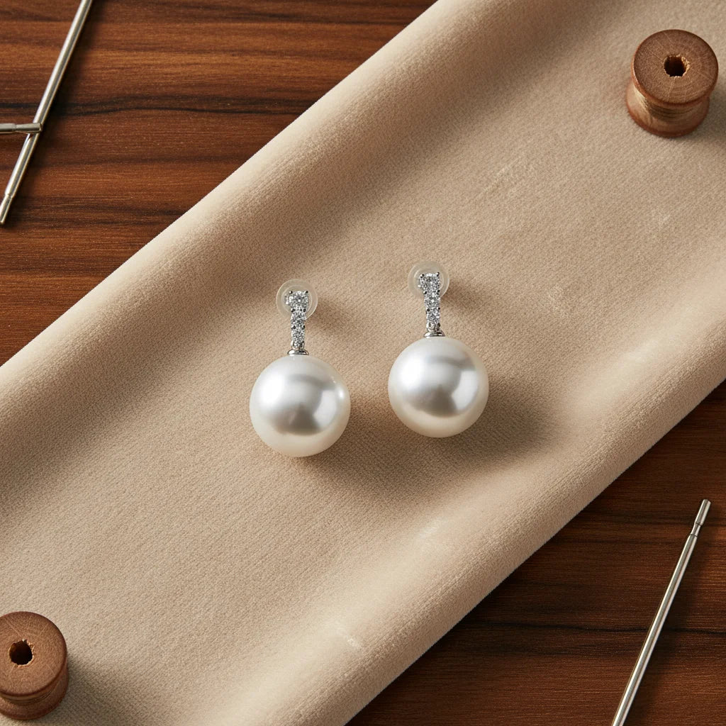 Natural Freshwater Baroque Pearl Stud Earrings 925 Silver 10-12mm