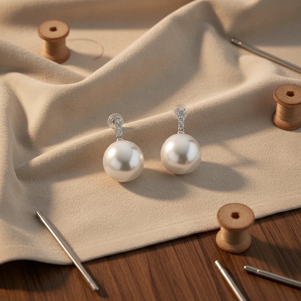 Natural Freshwater Baroque Pearl Stud Earrings 925 Silver 10-12mm