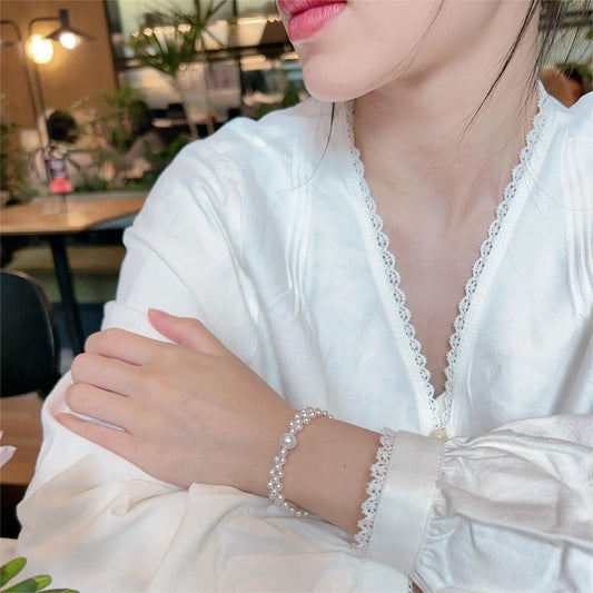 Hand-Woven Natural Freshwater Pearl Bracelet White 4-10mm