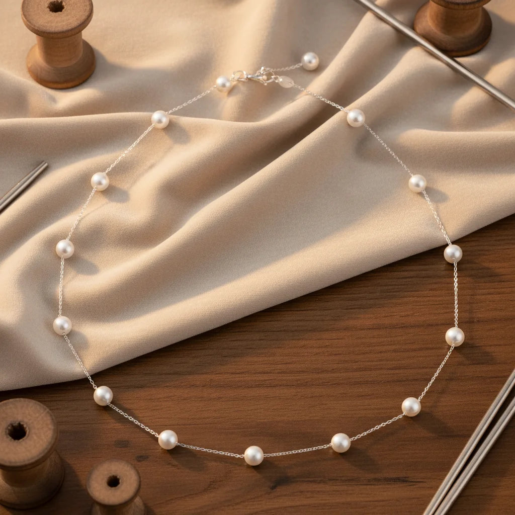 Natural Freshwater Pearl Necklace S925 Silver White 6-6.5mm