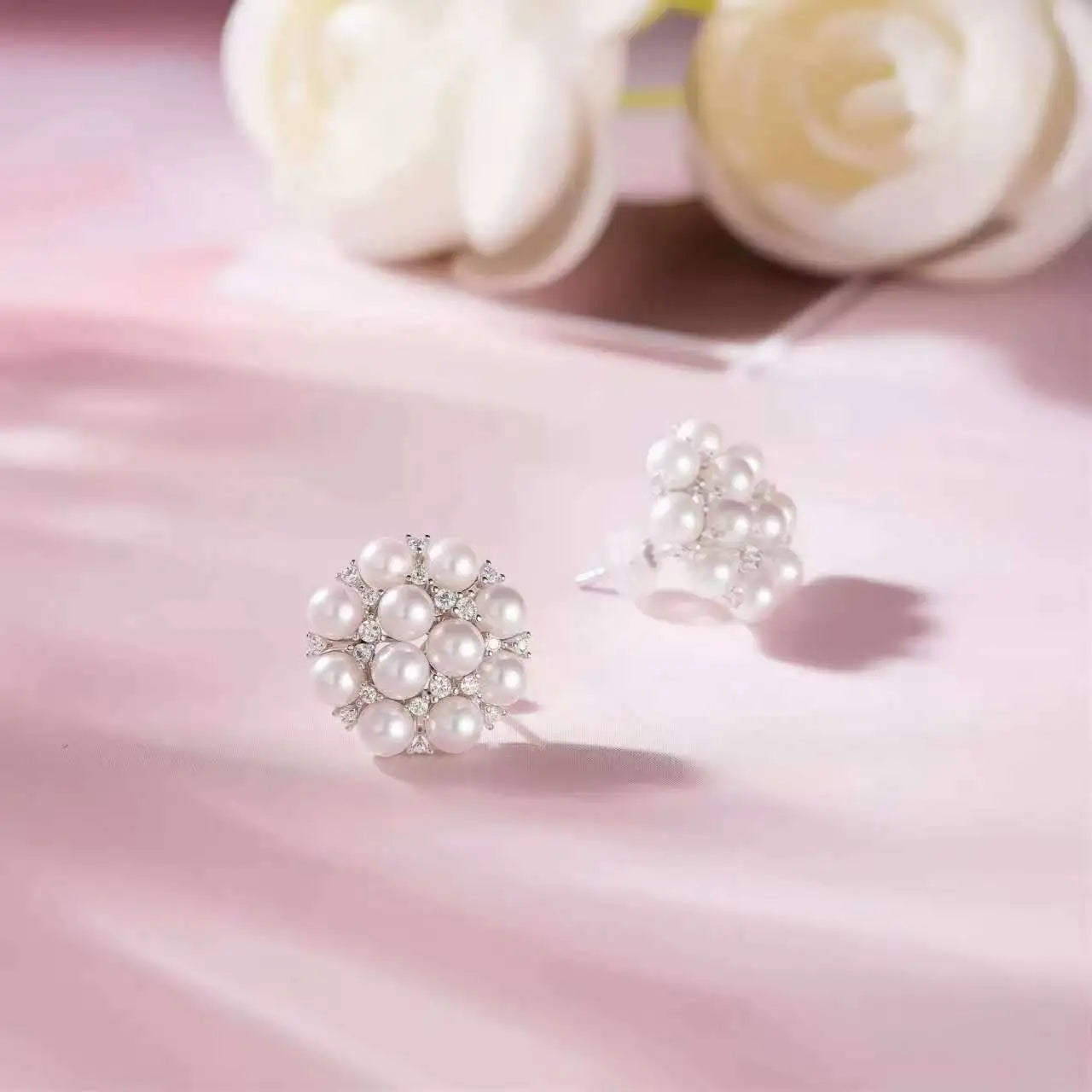 Freshwater Pearl Stud Earrings 3-4mm Round 925 Silver