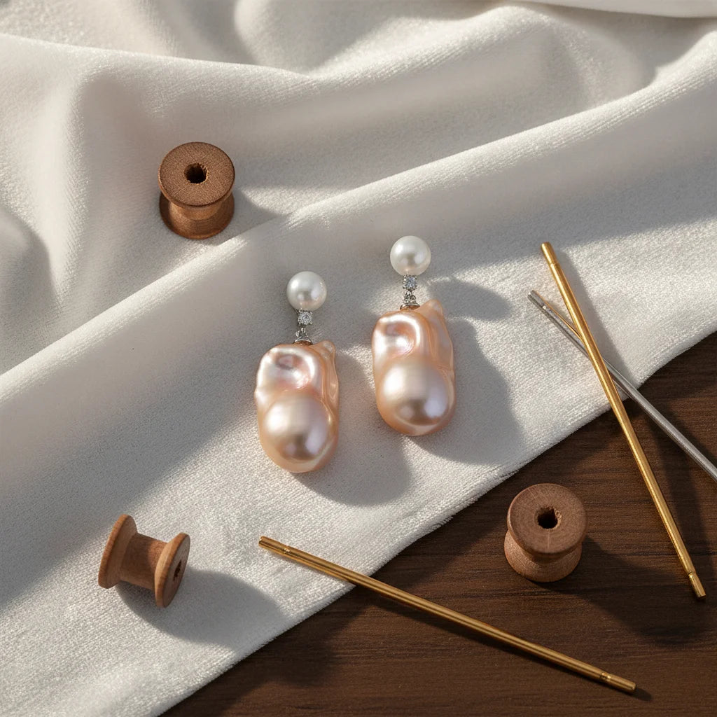 S925 Sterling Silver Natural Freshwater Baroque Pearl Stud Earrings 10-12mm