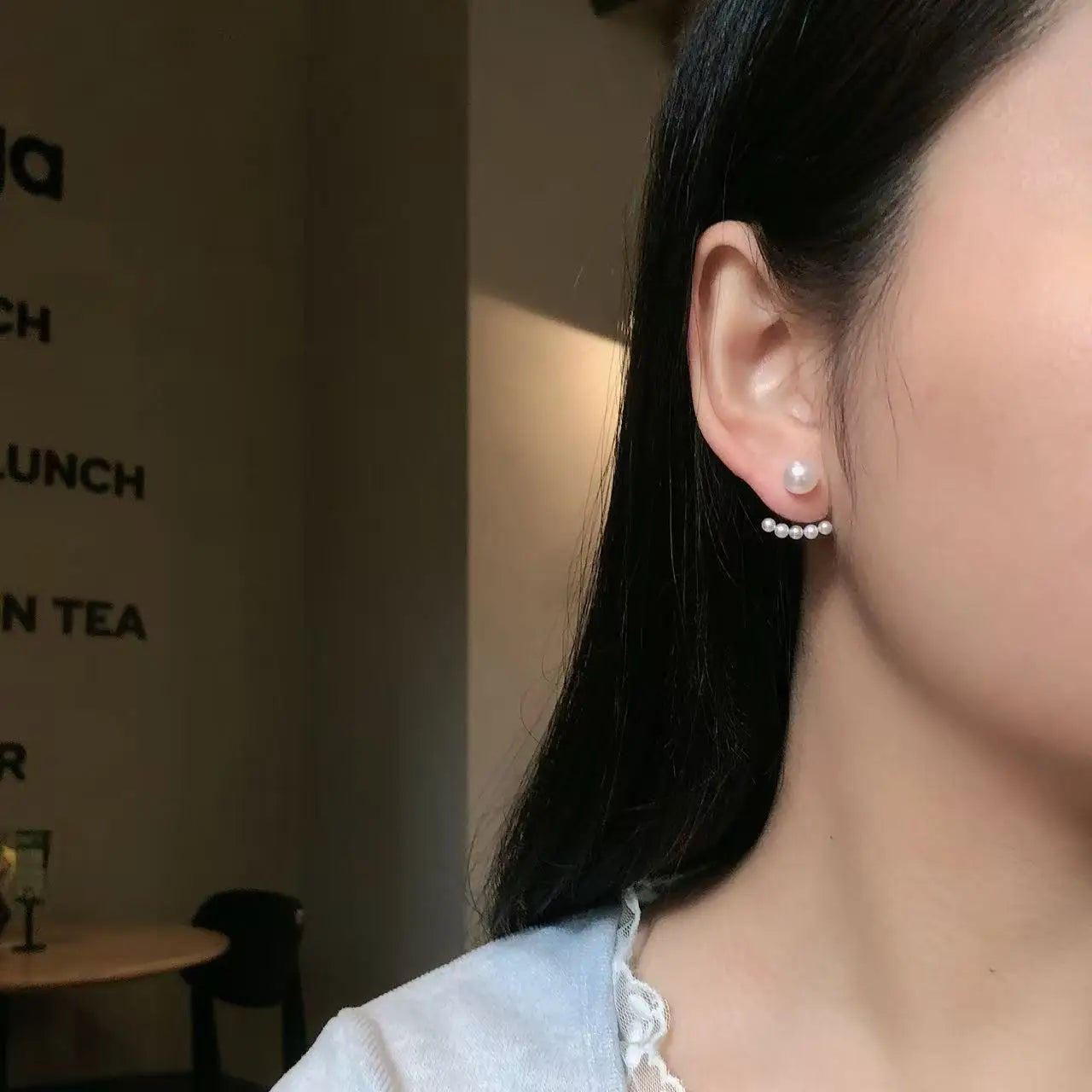 Natural Freshwater Pearl Stud Earrings S925 Silver Minimalist White