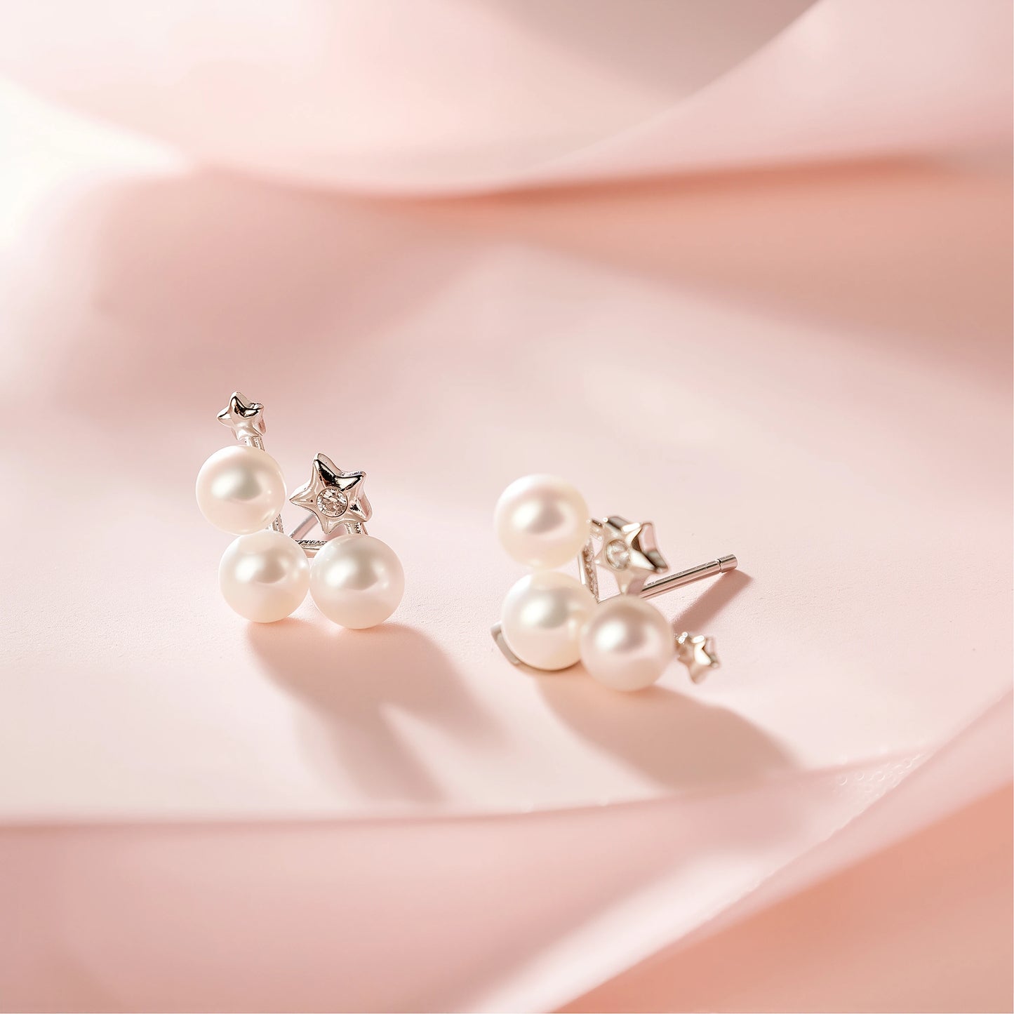 Minimalist S925 Silver Natural Freshwater Pearl Stud Earrings