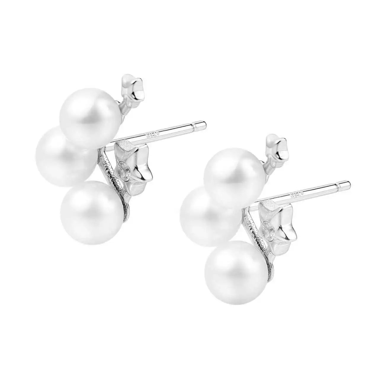 Minimalist S925 Silver Natural Freshwater Pearl Stud Earrings