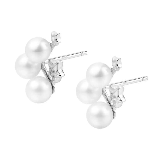 Minimalist S925 Silver Natural Freshwater Pearl Stud Earrings