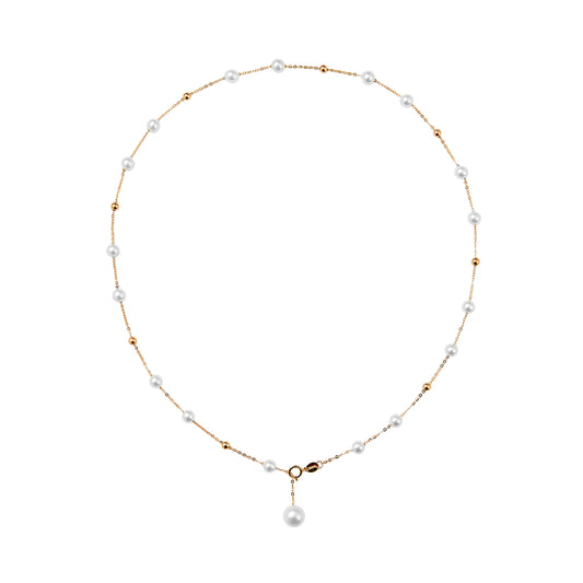 Caressa Natural Freshwater Pearl 18K Gold Necklace 42cm White