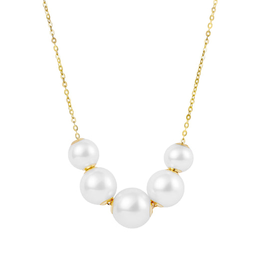 Caressa 18K Gold Natural Pearl Necklace White 6.5-8.5mm