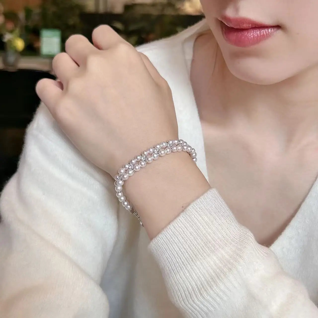 S925 Sterling Silver Natural Freshwater Pearl Bracelet 4-4.5mm Round