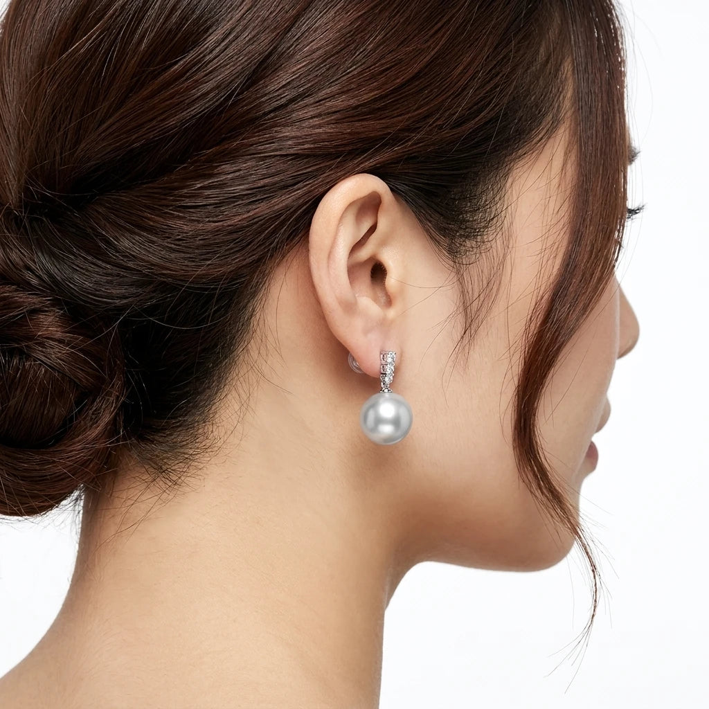 Natural Freshwater Baroque Pearl Stud Earrings 925 Silver 10-12mm