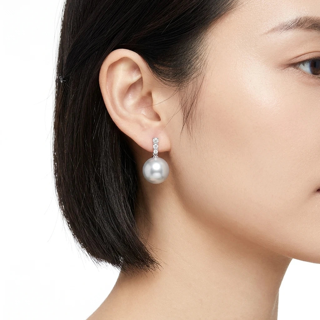 Natural Freshwater Baroque Pearl Stud Earrings 925 Silver 10-12mm