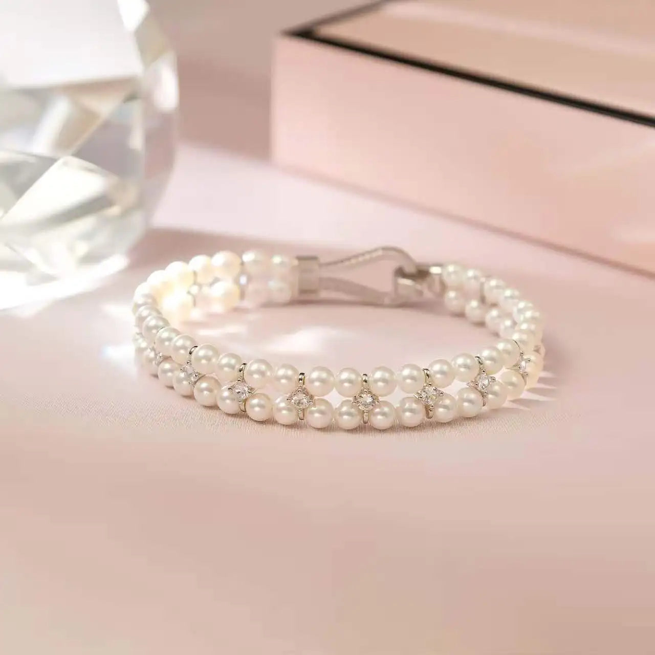 S925 Sterling Silver Natural Freshwater Pearl Bracelet 4-4.5mm Round