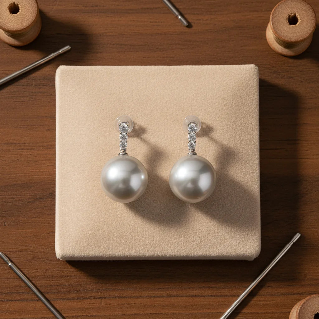 Natural Freshwater Baroque Pearl Stud Earrings 925 Silver 10-12mm