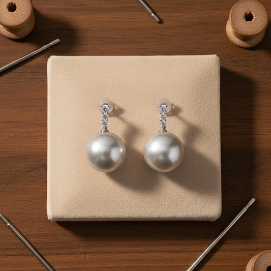 Natural Freshwater Baroque Pearl Stud Earrings 925 Silver 10-12mm