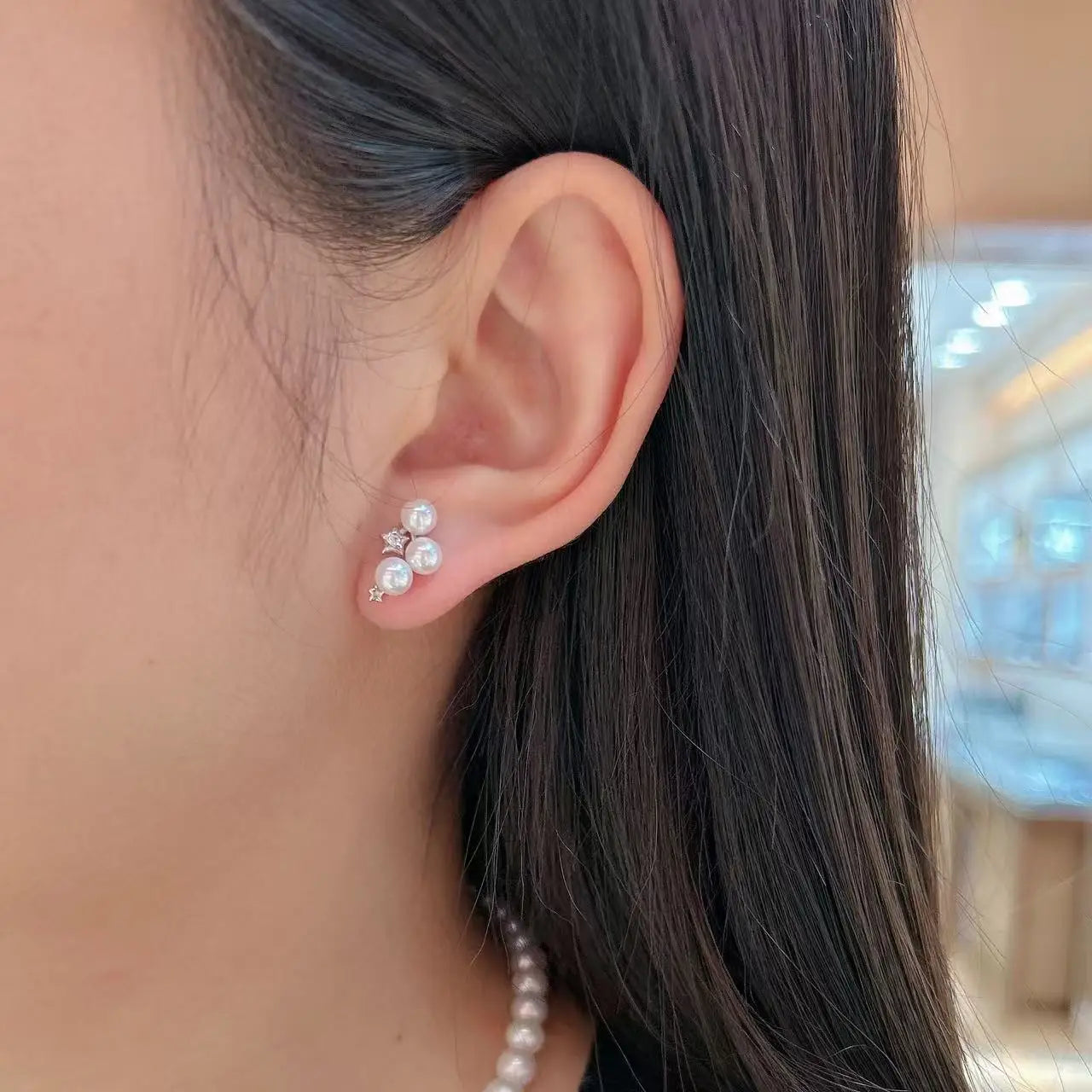 Minimalist S925 Silver Natural Freshwater Pearl Stud Earrings