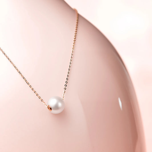 Caressa Akoya Pearl 18K Gold Diamond Pendant Necklace 7.5-8mm