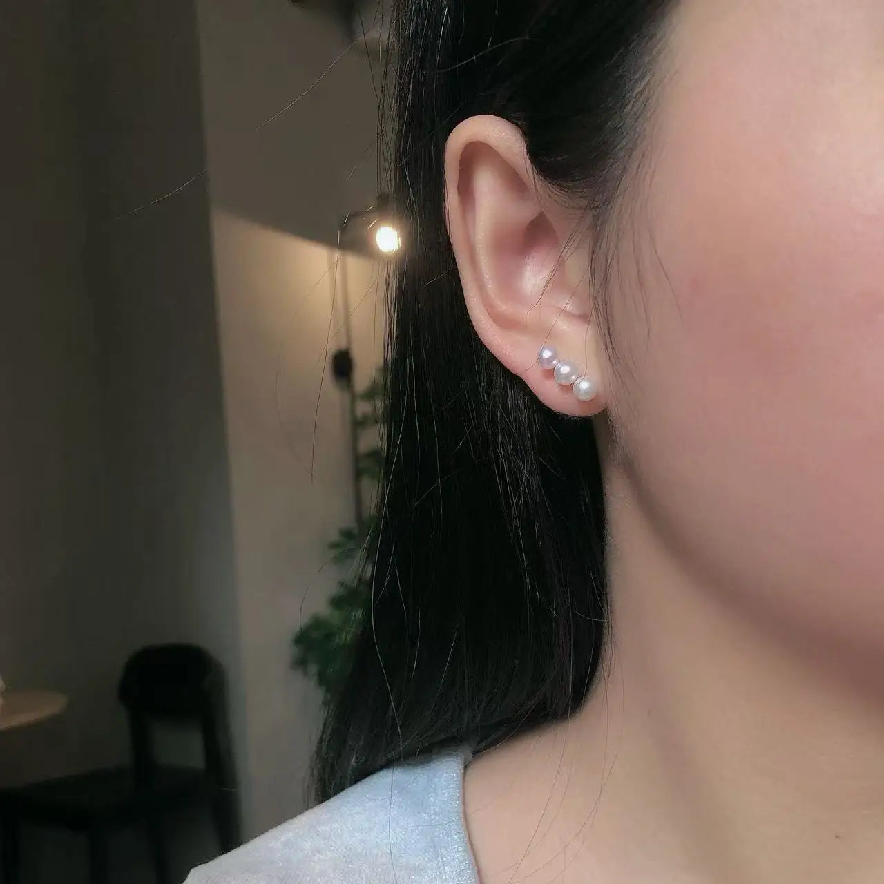 Minimalist Freshwater Pearl Stud Earrings S925 Sterling Silver 4mm Round