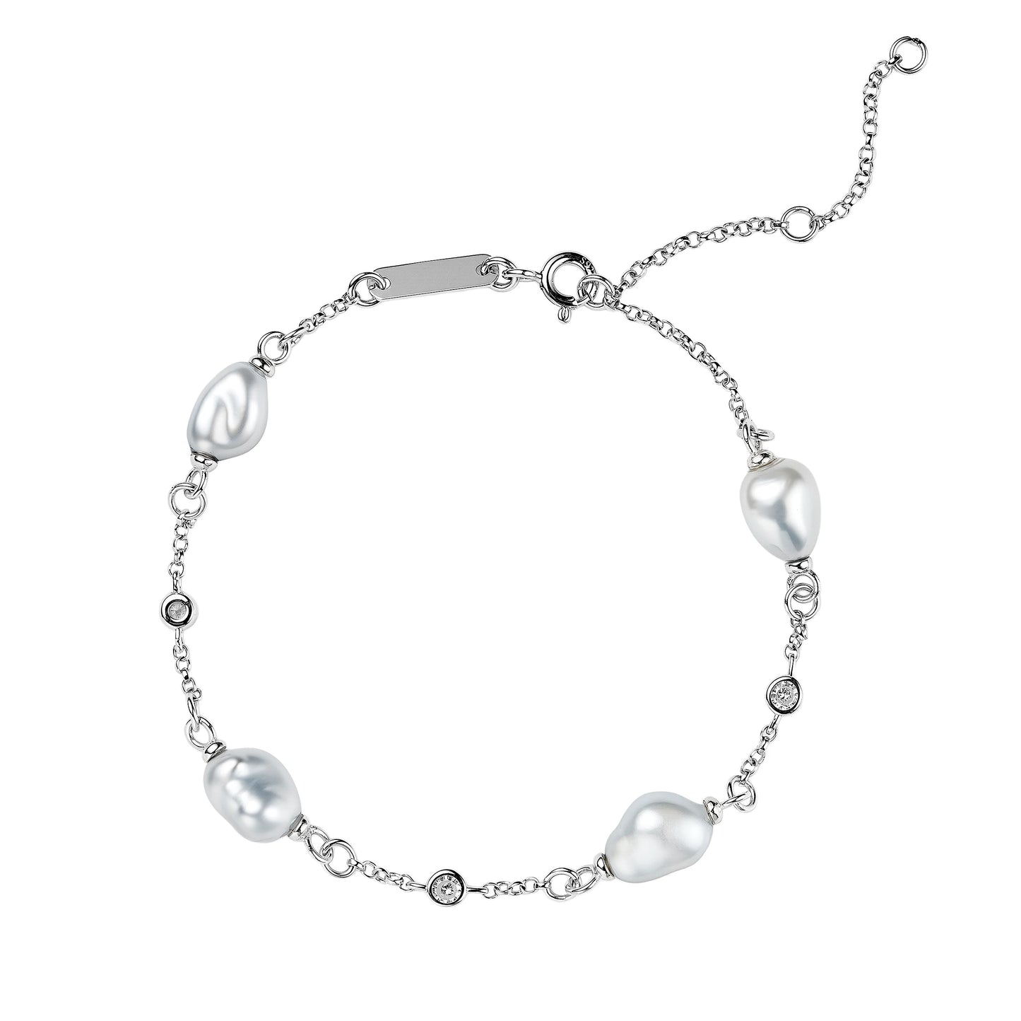 Natural Keshi Pearl Bracelet 8-9mm S925 Sterling Silver Strand