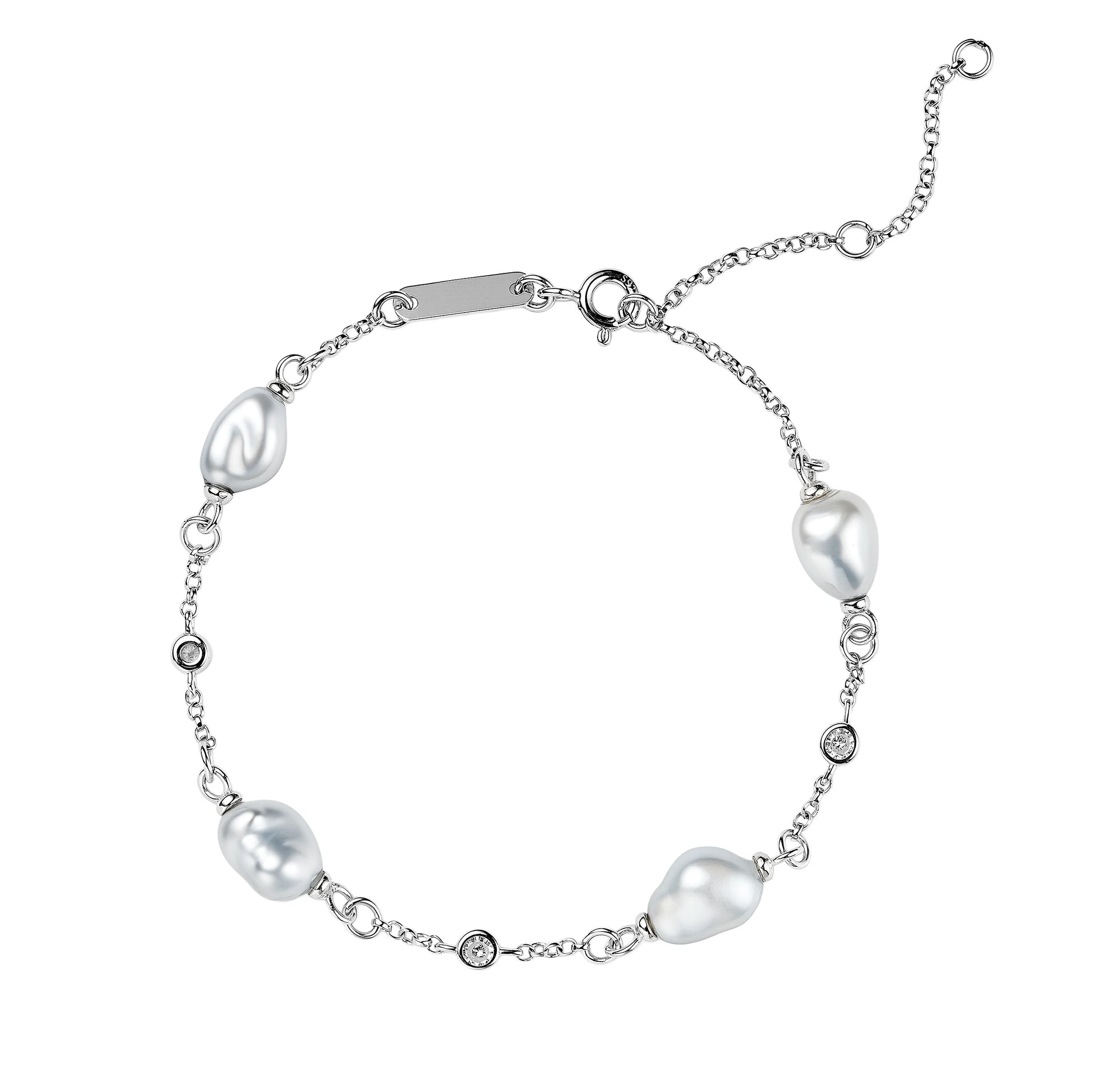 Natural Keshi Pearl Bracelet 8-9mm S925 Sterling Silver Strand