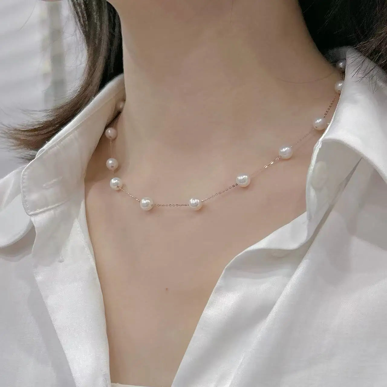 Caressa Natural Freshwater Pearl 18K Gold Star Necklace