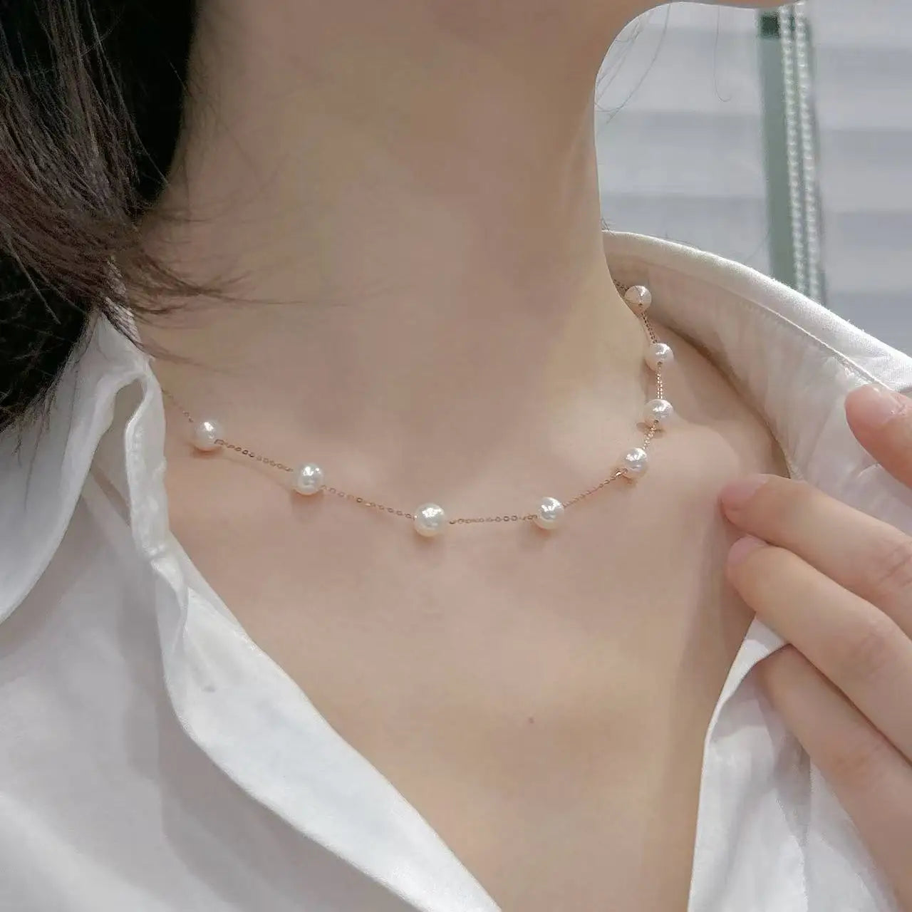 Caressa Natural Freshwater Pearl 18K Gold Star Necklace
