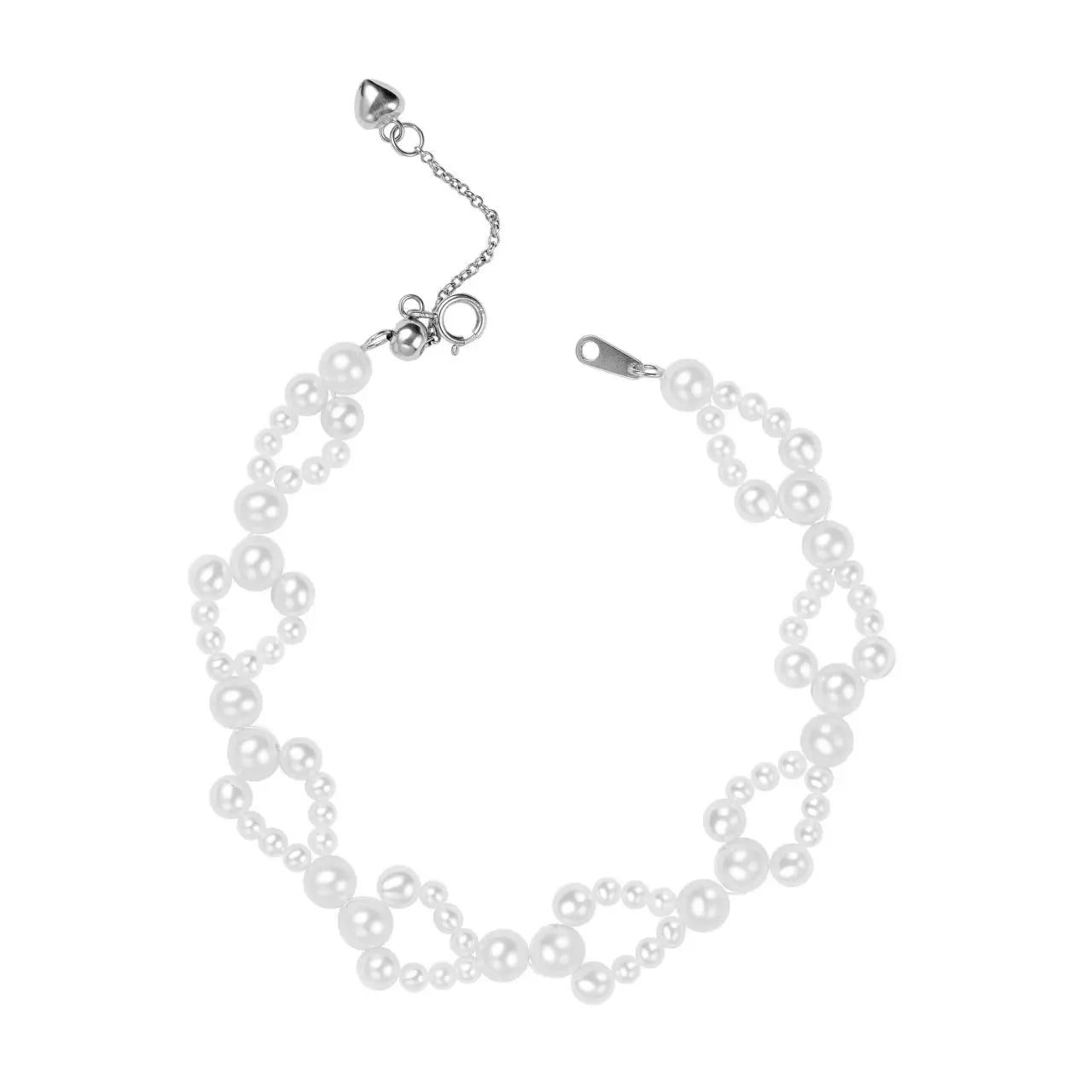 Geometric Natural Freshwater Pearl Bracelet in 925 Sterling Silver
