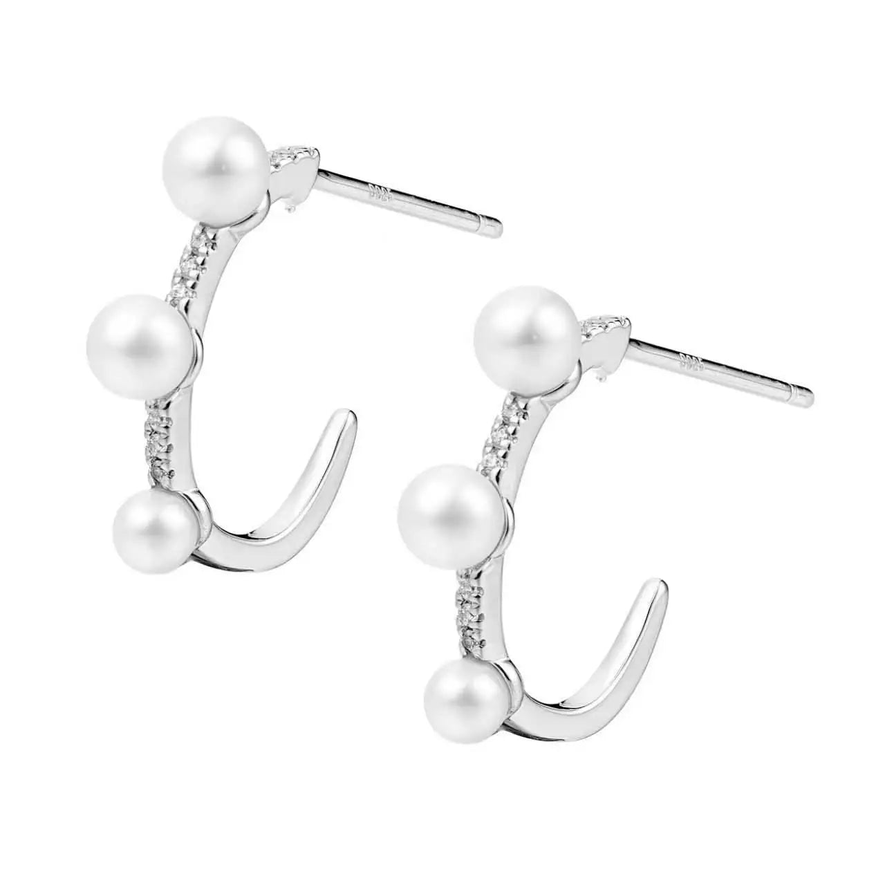 Natural Freshwater Pearl Stud Earrings 925 Silver White 2.5-4mm
