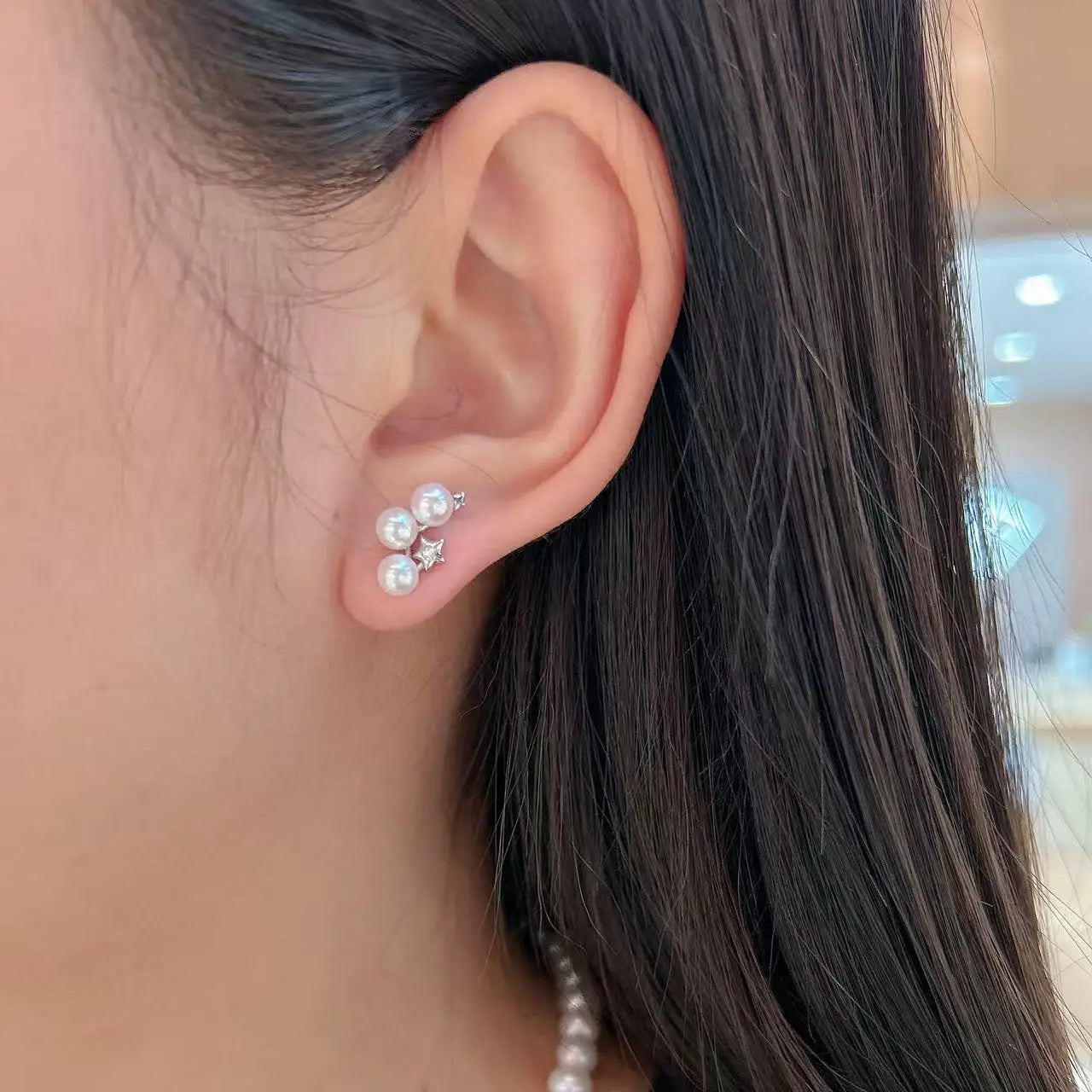 Minimalist S925 Silver Natural Freshwater Pearl Stud Earrings