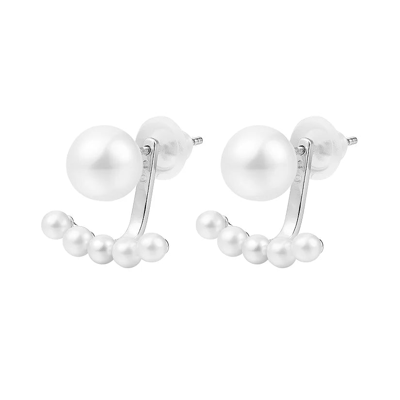 Natural Freshwater Pearl Stud Earrings S925 Silver Minimalist White