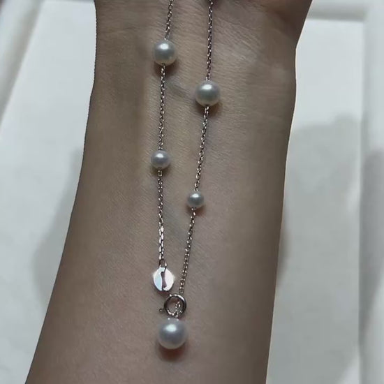 S925 Sterling Silver Natural Freshwater Pearl Round Pendant Necklace