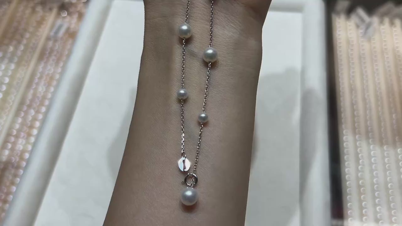 S925 Sterling Silver Natural Freshwater Pearl Round Pendant Necklace
