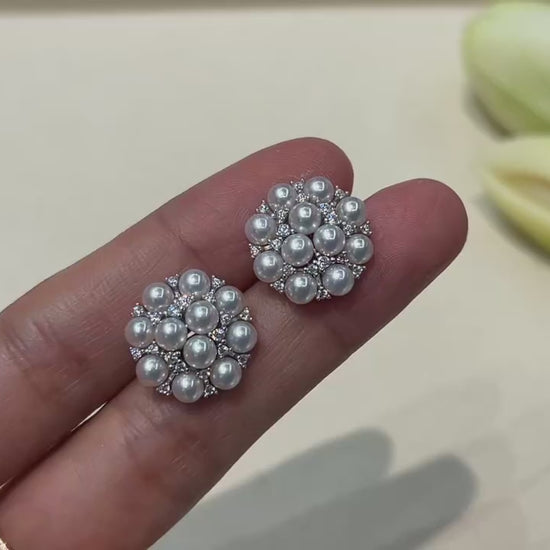 Freshwater Pearl Stud Earrings 3-4mm Round 925 Silver