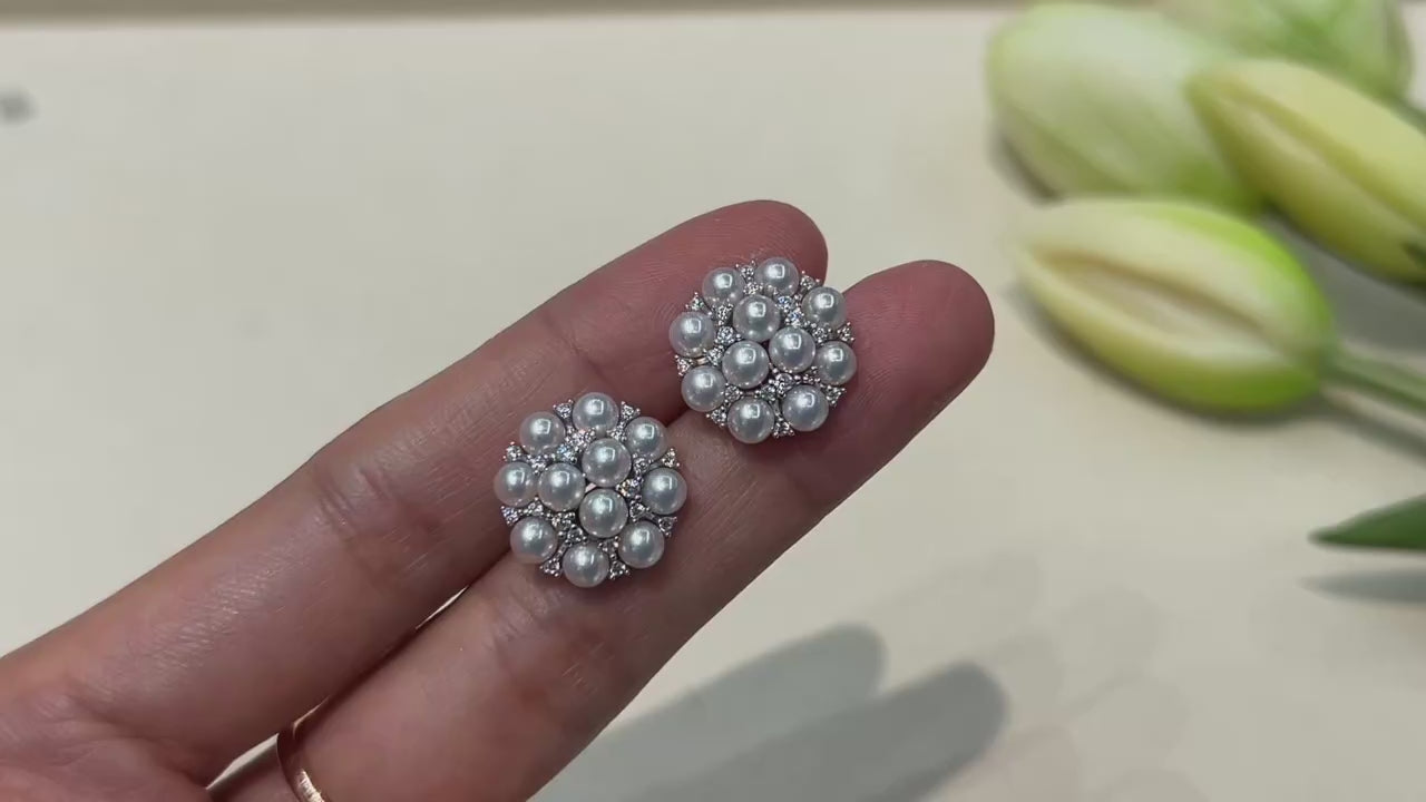 Freshwater Pearl Stud Earrings 3-4mm Round 925 Silver