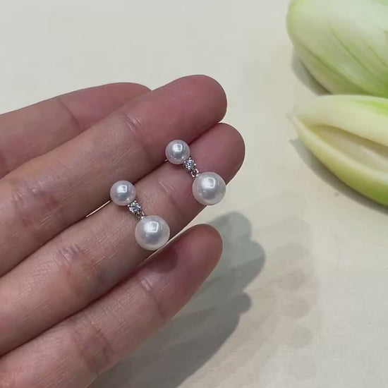Natural Freshwater Pearl Stud Earrings 925 Sterling Silver 5-7.5mm