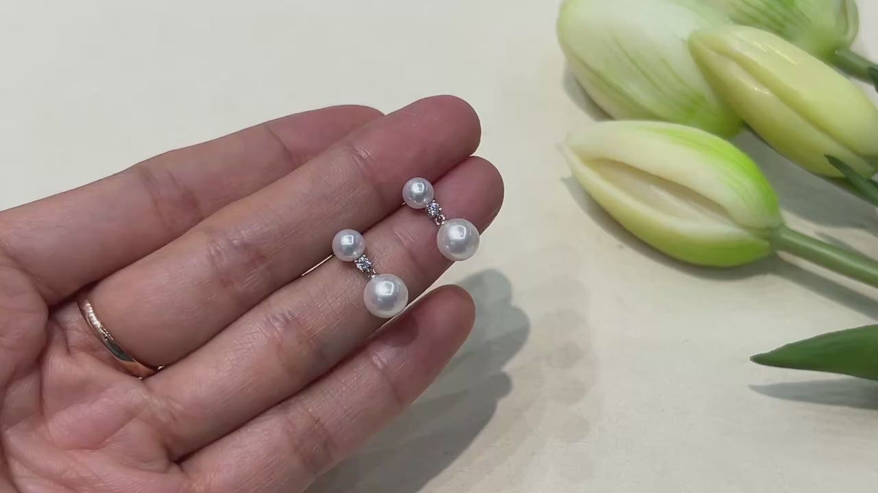 Natural Freshwater Pearl Stud Earrings 925 Sterling Silver 5-7.5mm