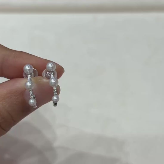 Natural Freshwater Pearl Stud Earrings 925 Silver White 2.5-4mm